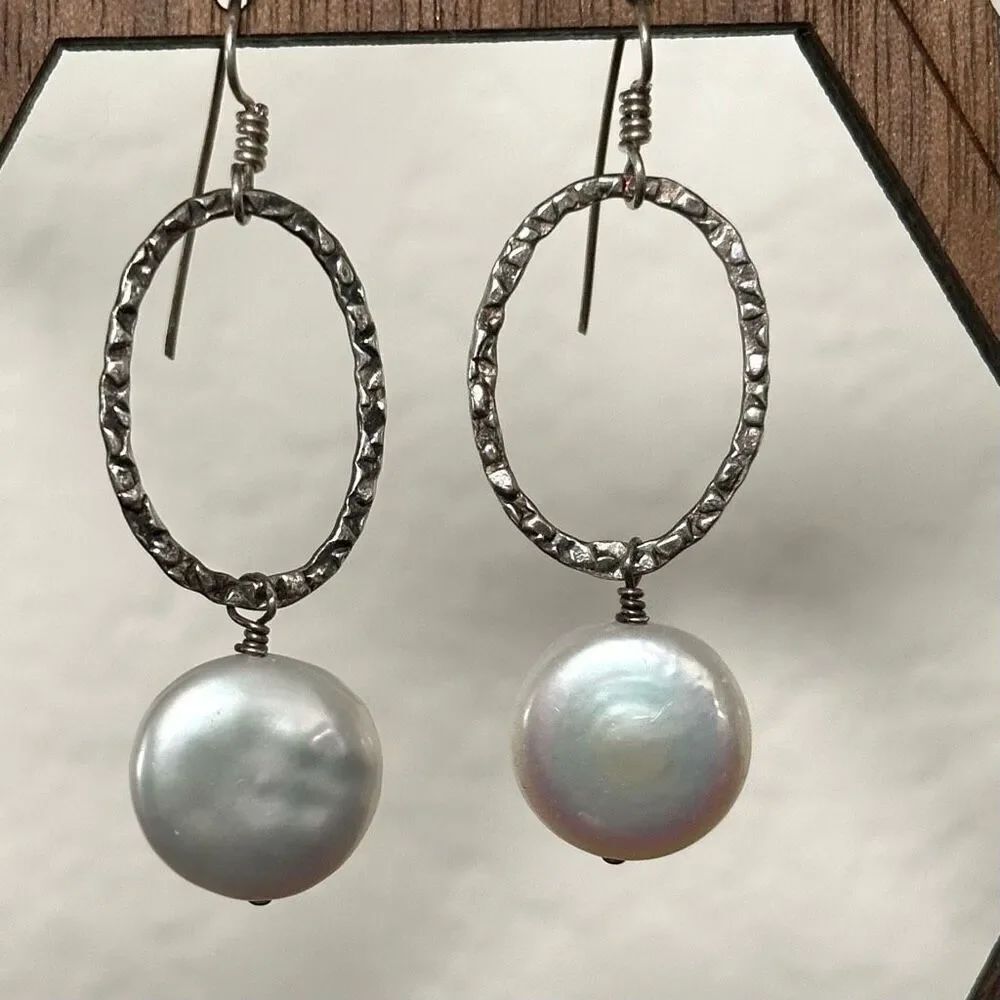 Sterling silver mother of pearl drop earrings